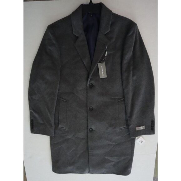 Michael Kors Men Sz 36R Dark Heather Gray Madison Wool Blend Modern-Fit Overcoat - Picture 6 of 7